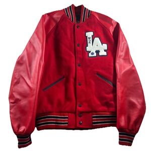 Powers Varsity Men's M Red and Navy Blue Varsity Jacket Embroidered Letters LA